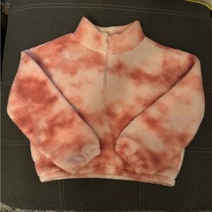 Old Navy Girls Pink Tie Dye 1/4 Zip Pullover Fuzzy Jacket: 10/12
